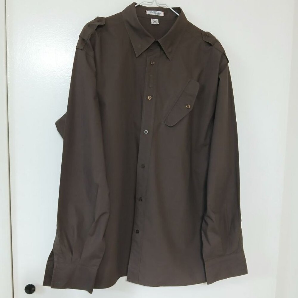 Vintage Artful Dodger Brown Military Style Shirt, 100% Cotton, Size XL